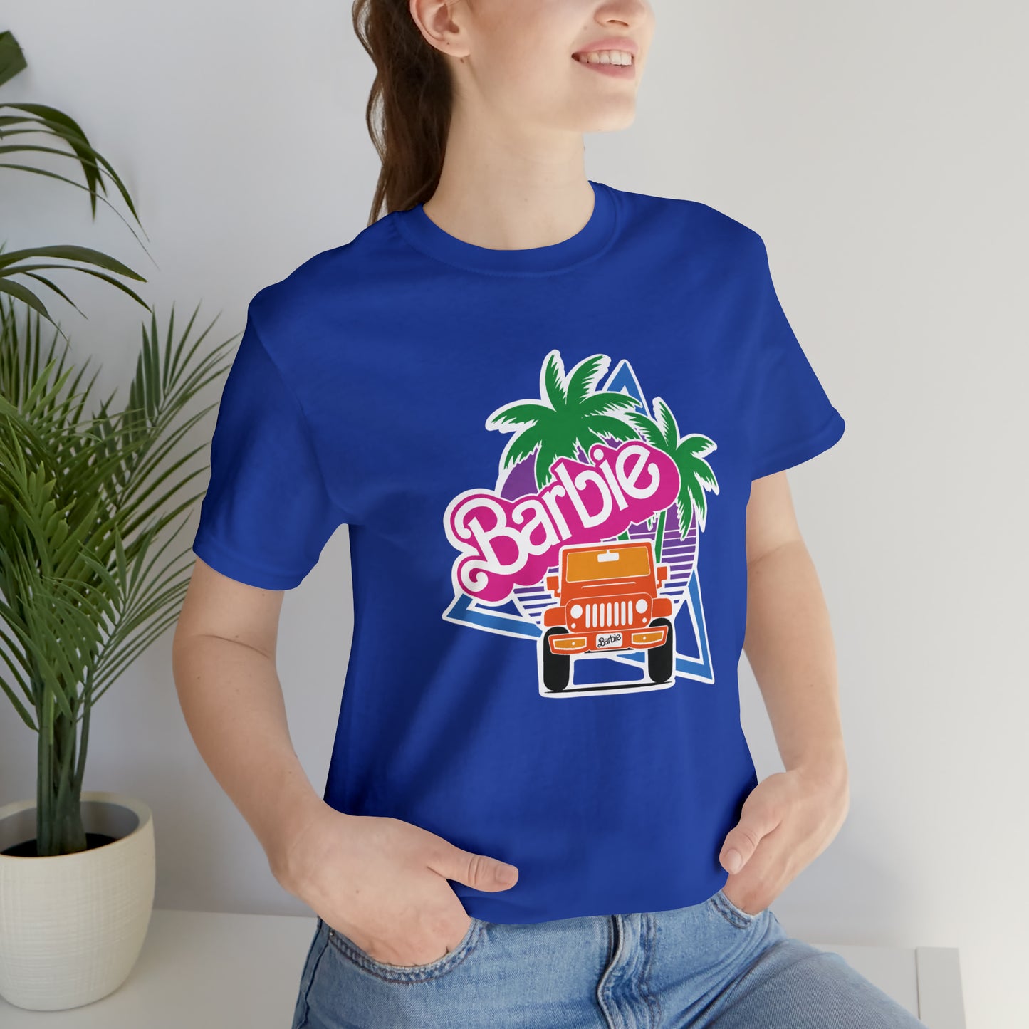 Orange, Beep Beep Barbie Jeep, Unisex Jersey Short Sleeve Tee