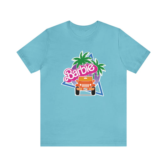 Orange, Beep Beep Barbie Jeep, Unisex Jersey Short Sleeve Tee