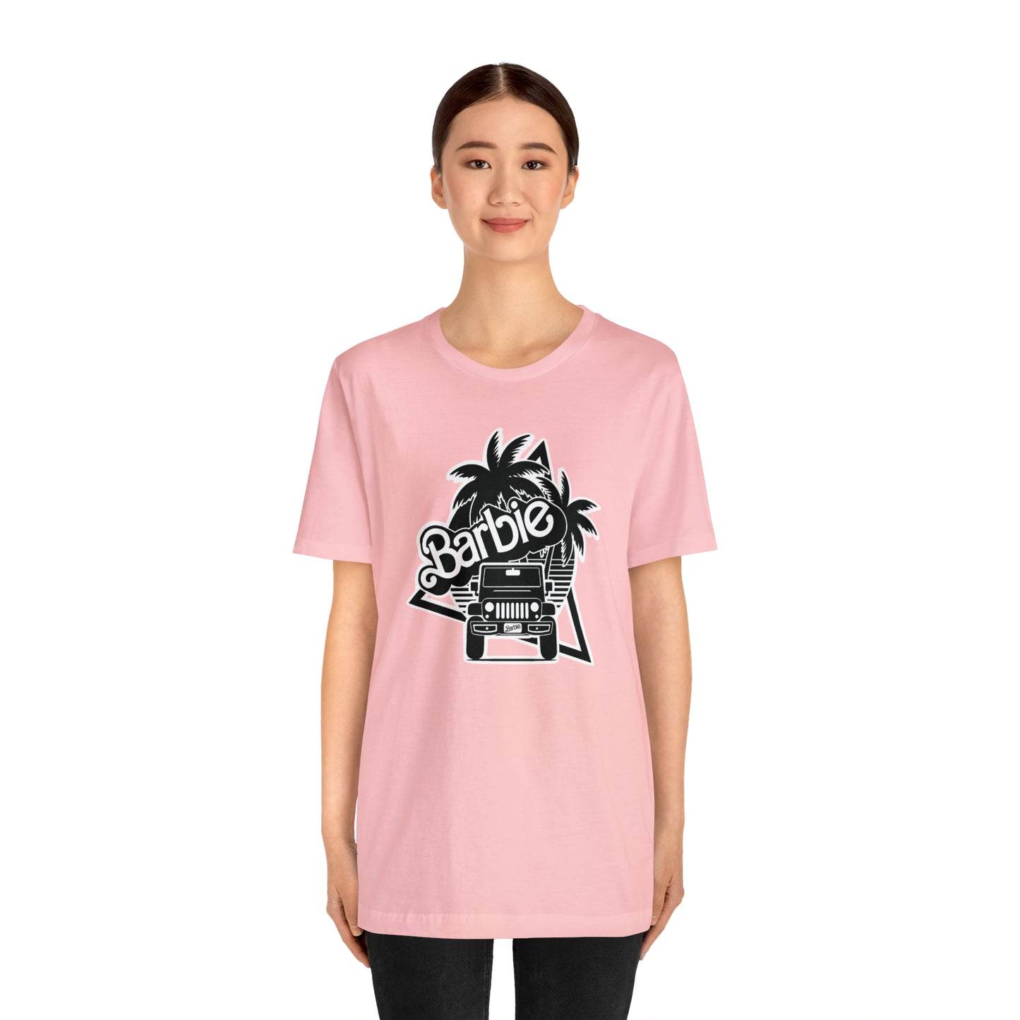 Black and White, Beep Beep Barbie Jeep, Unisex Jersey Short Sleeve Tee
