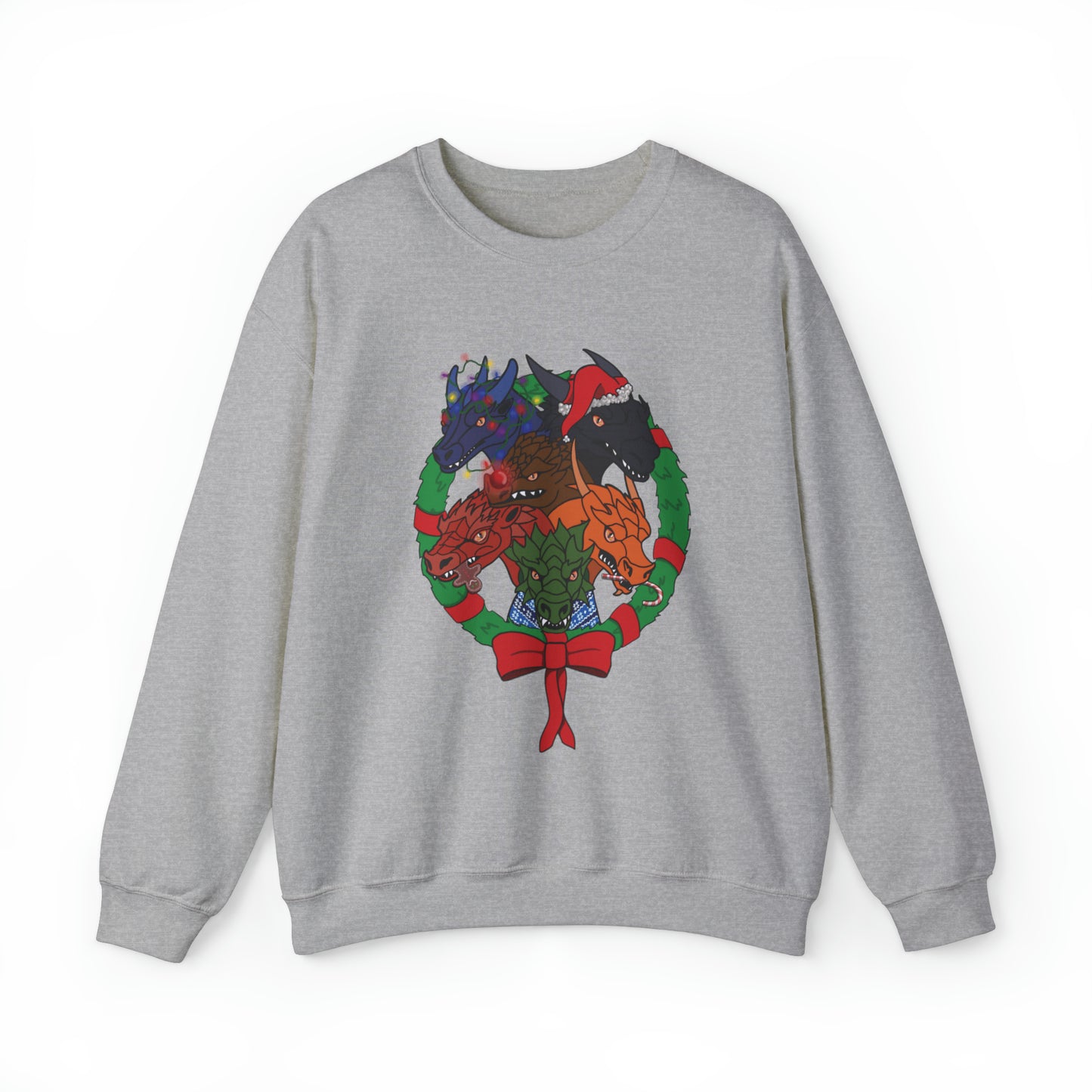 Dragon Christmas with no snow and wreath- Unisex Sweatshirt
