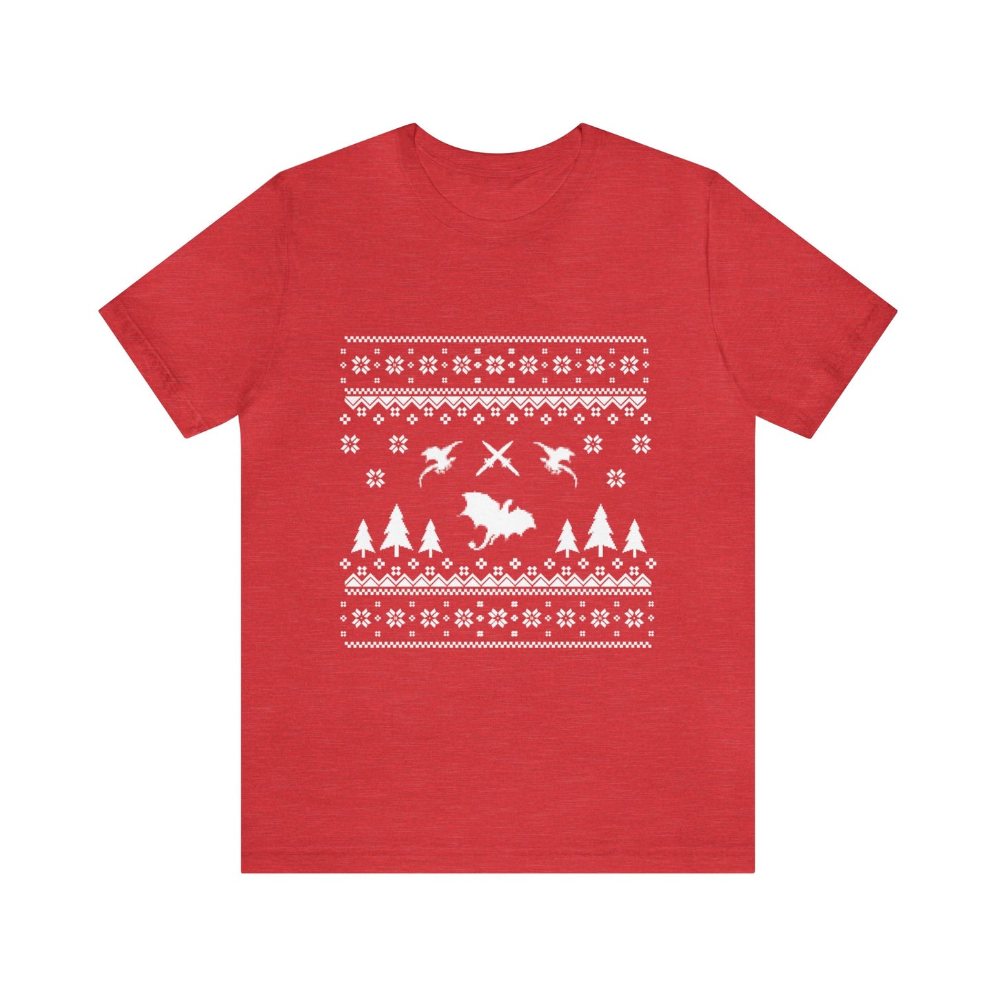 8-bit Fair Isle Dragon Christmas - Version 4 - Unisex T-shirt