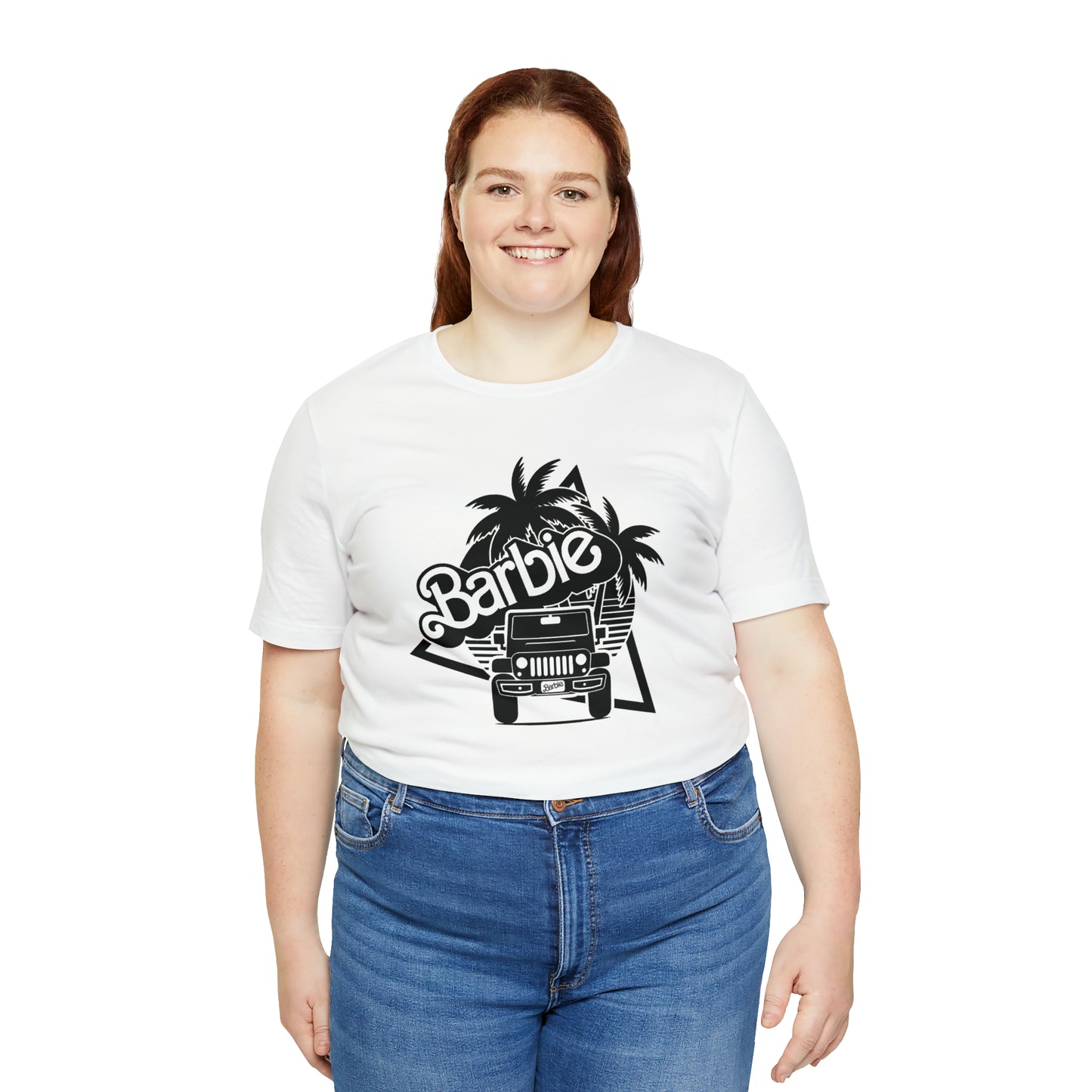Black and White, Beep Beep Barbie Jeep, Unisex Jersey Short Sleeve Tee