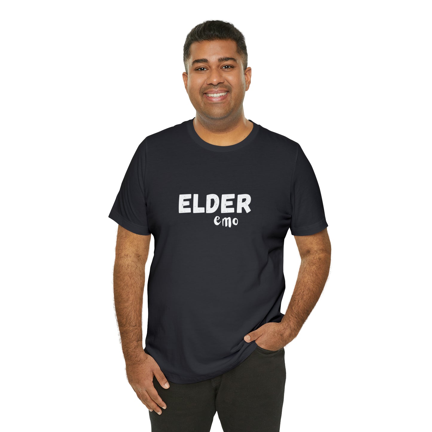 No paint WHITE LETTER Elder Emo, Unisex Jersey Short Sleeve Tee