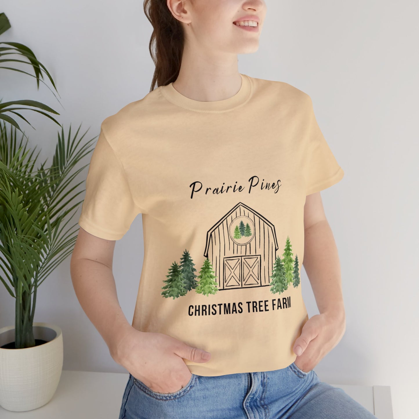 Watercolor Trees Prairie Pines Black Text - no back design - Unisex T-shirt