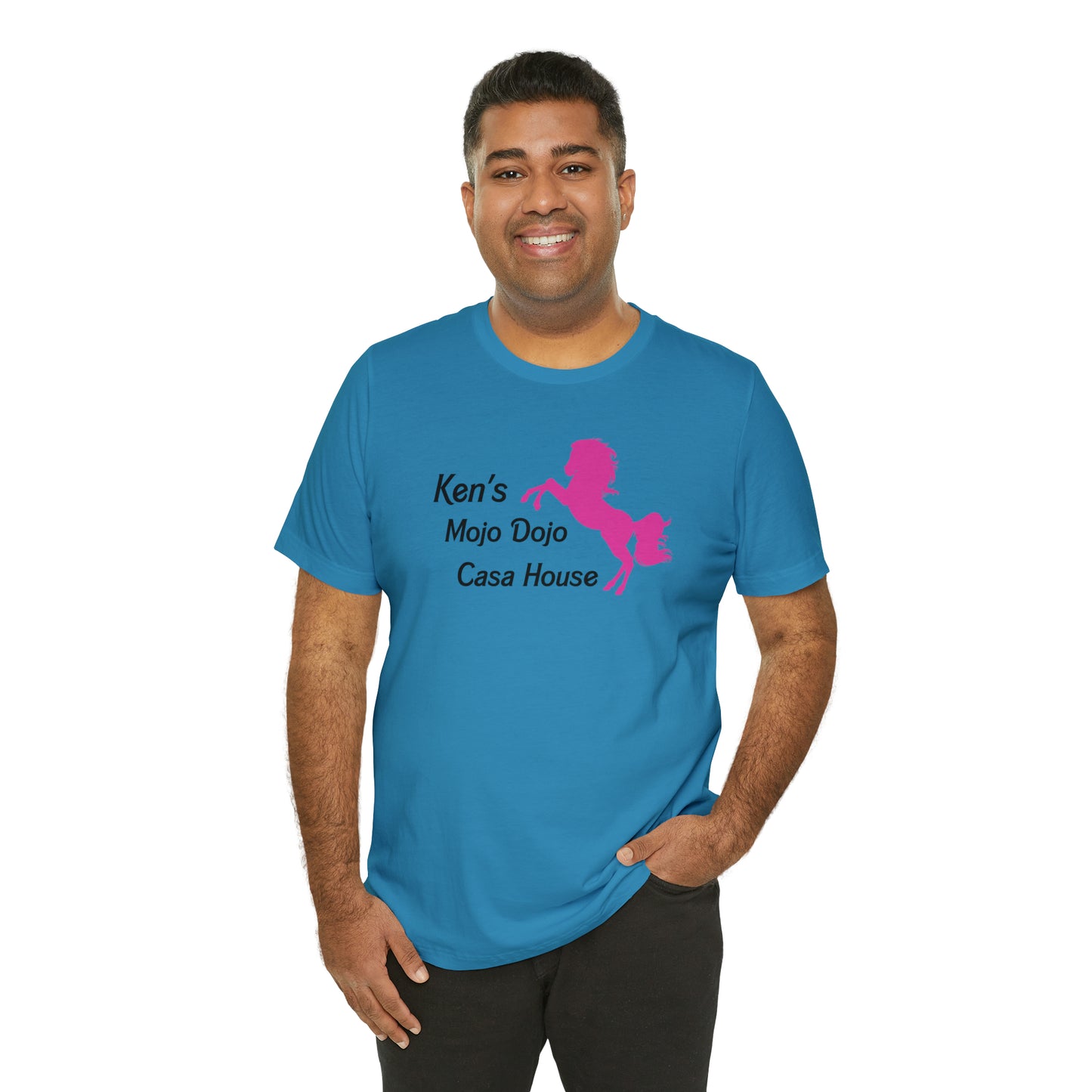 Pink Silhouette Horse, Mojo Dojo Casa House, Unisex Jersey Short Sleeve Tee