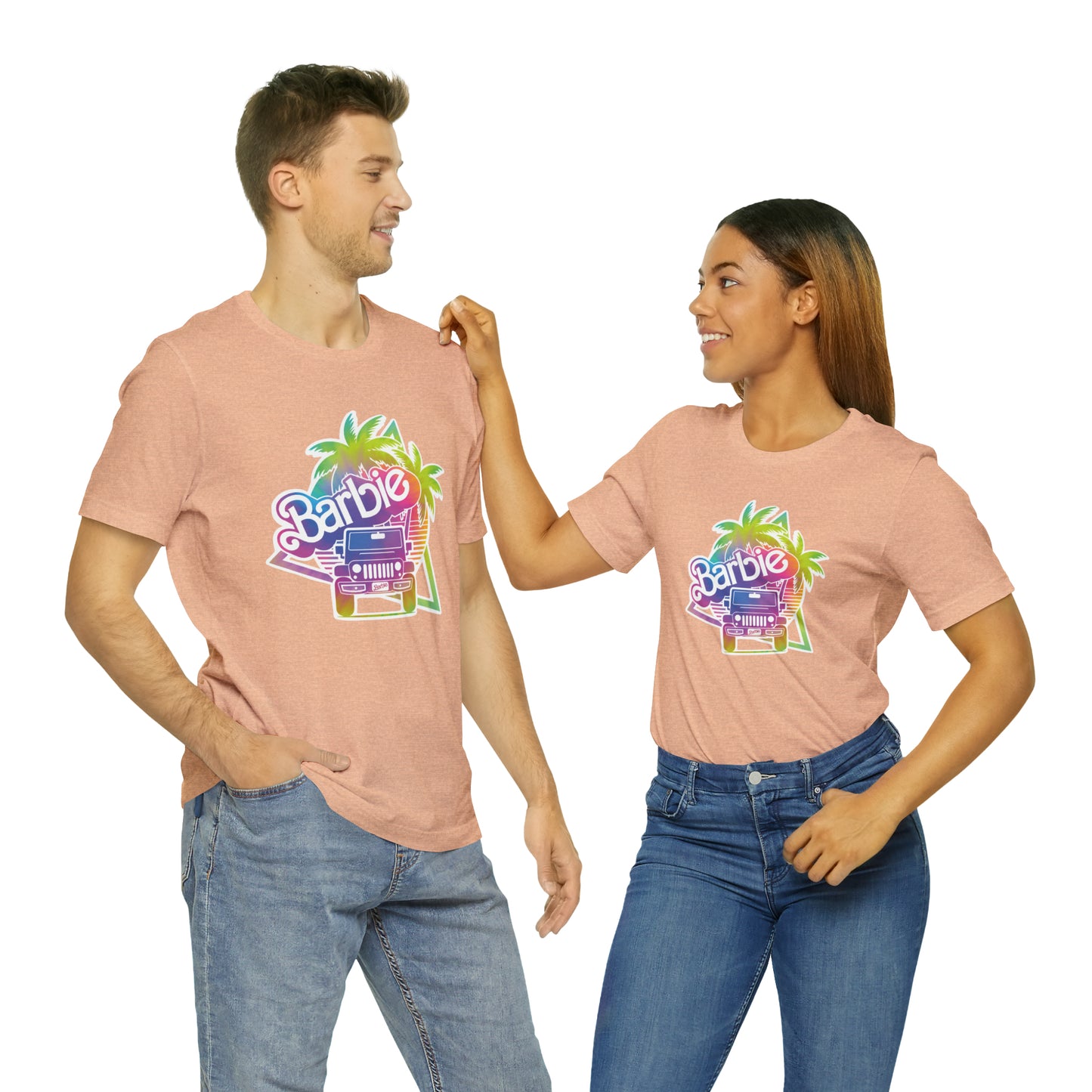 Tie dye 1, Beep Beep Barbie Jeep, Unisex Jersey Short Sleeve Tee