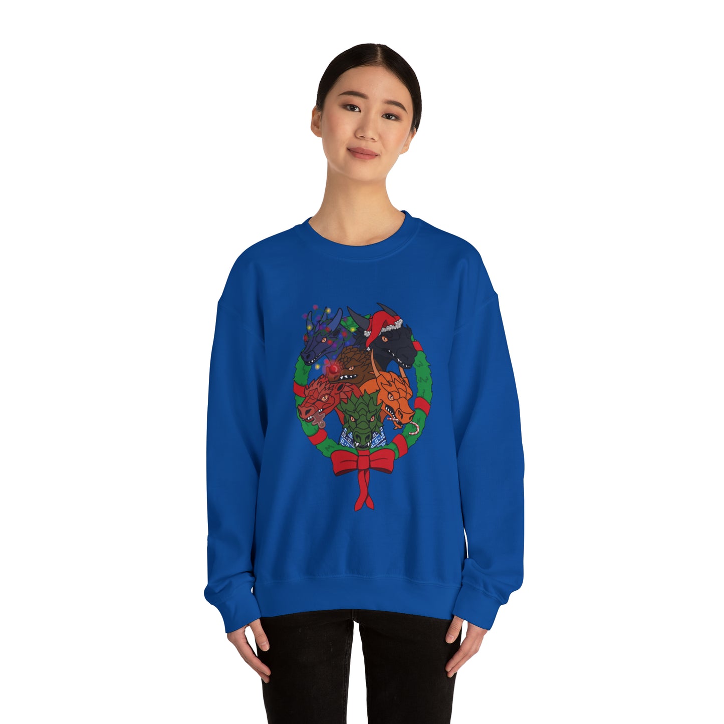 Dragon Christmas with no snow and wreath- Unisex Sweatshirt