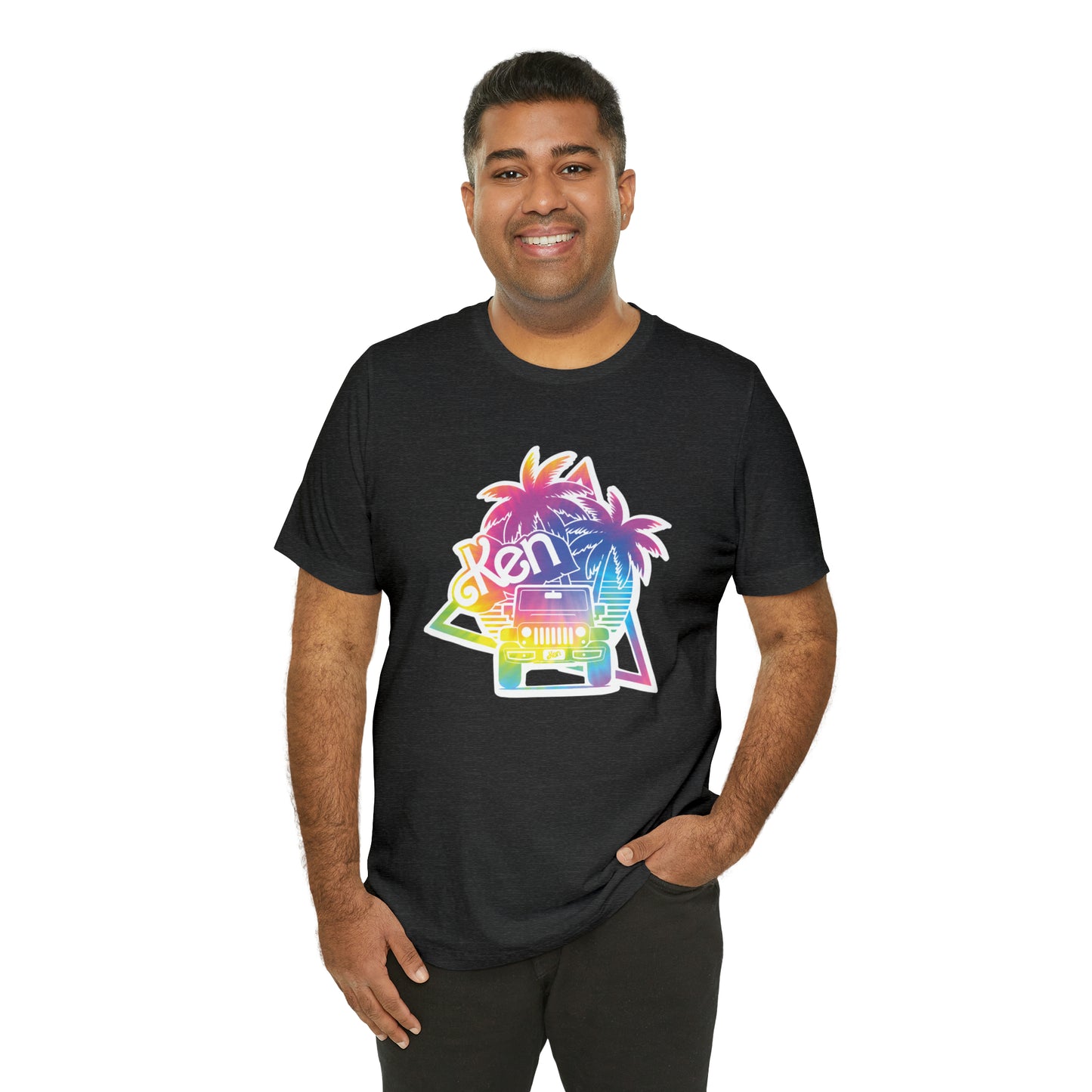 White sticker tie dye, Beep Beep KEN Jeep, Unisex Jersey Short Sleeve Tee