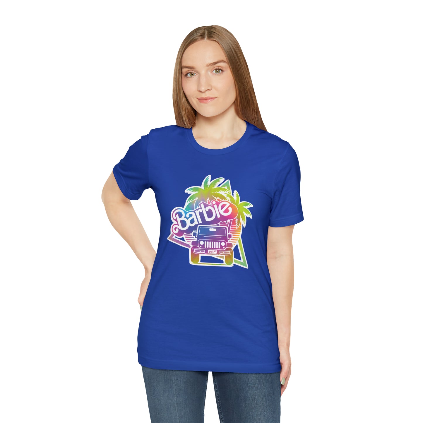 Tie dye 1, Beep Beep Barbie Jeep, Unisex Jersey Short Sleeve Tee