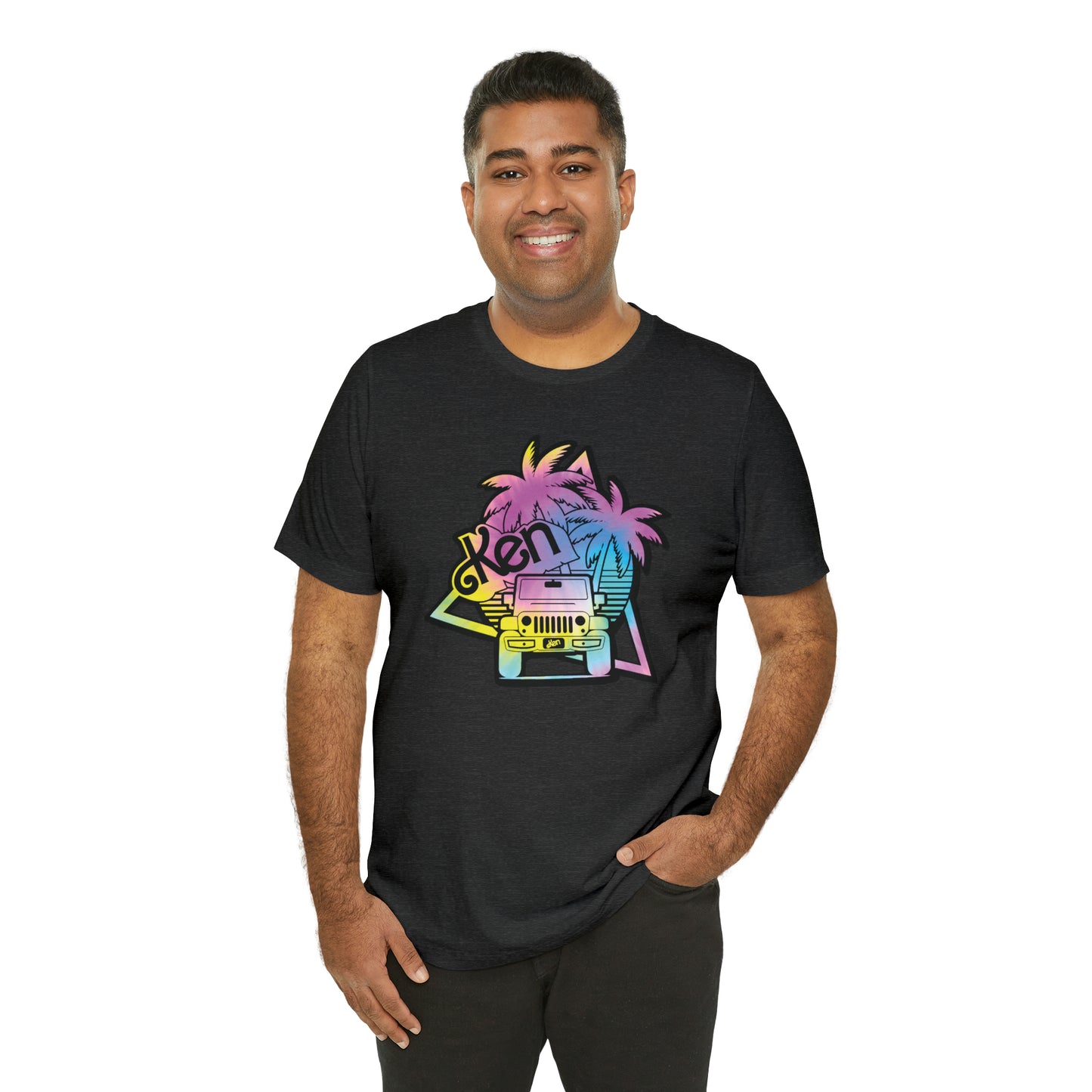 black outline tie dye, Beep Beep KEN Jeep, Unisex Jersey Short Sleeve Tee