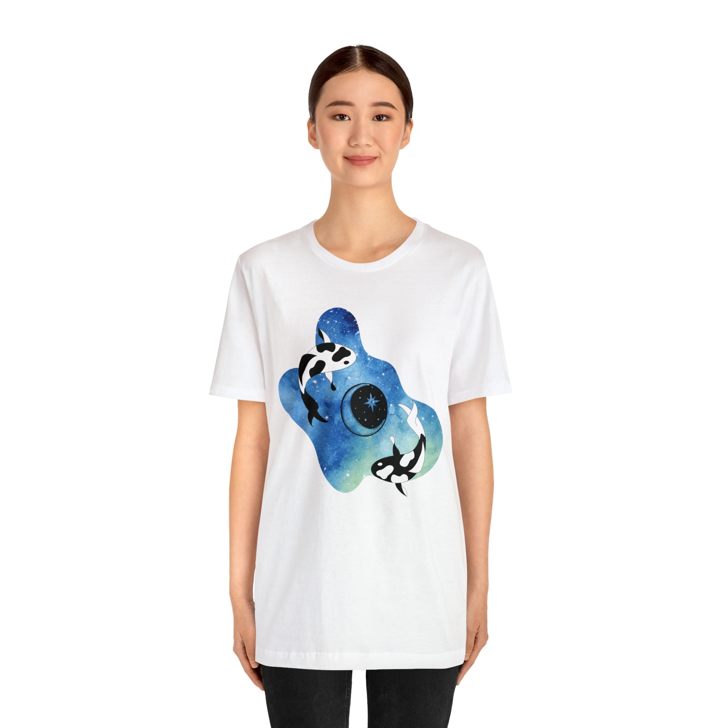 Watercolor Space Koi, Unisex Jersey Short Sleeve Tee