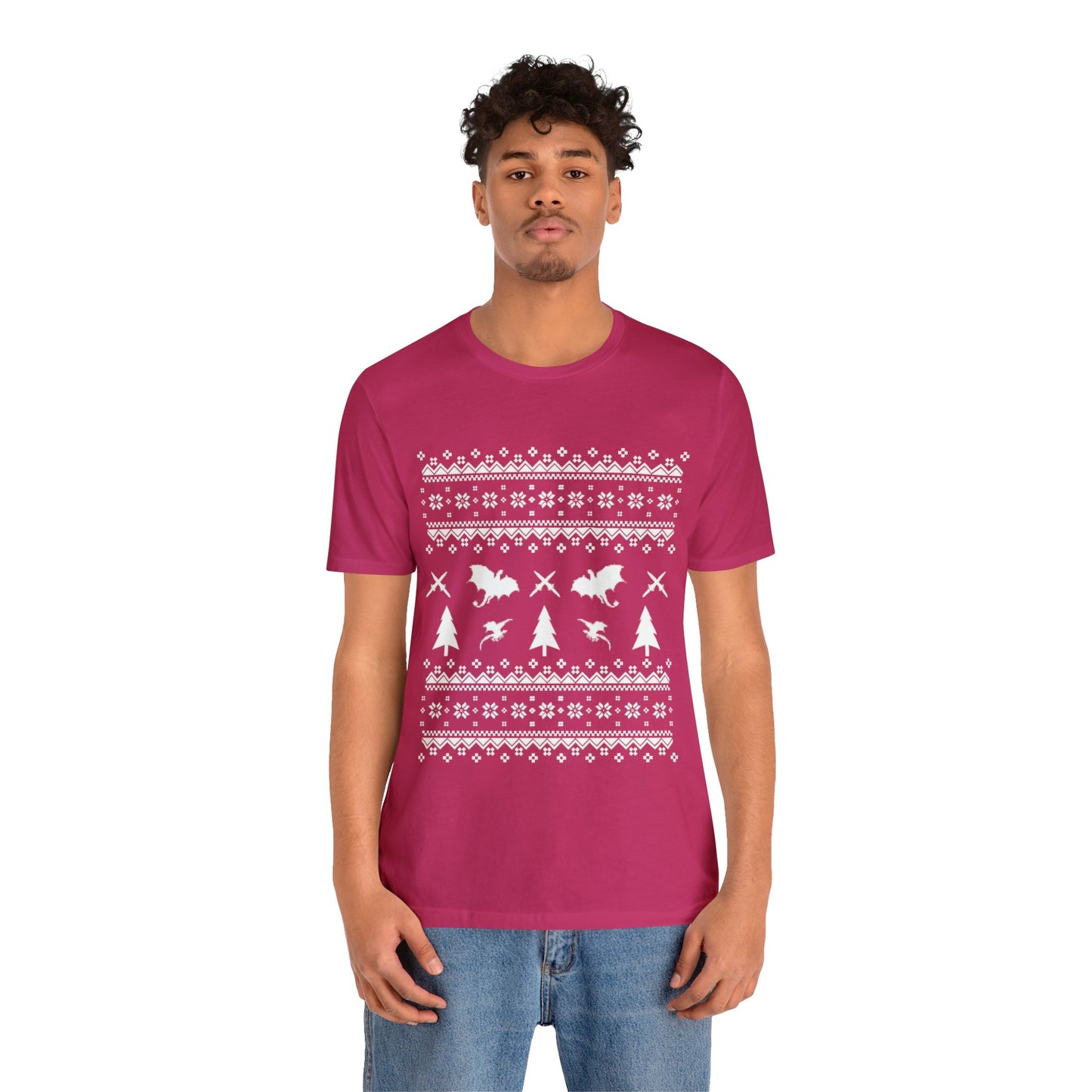 8-bit Fair Isle Dragon Christmas - Version 1 - Unisex T-shirt