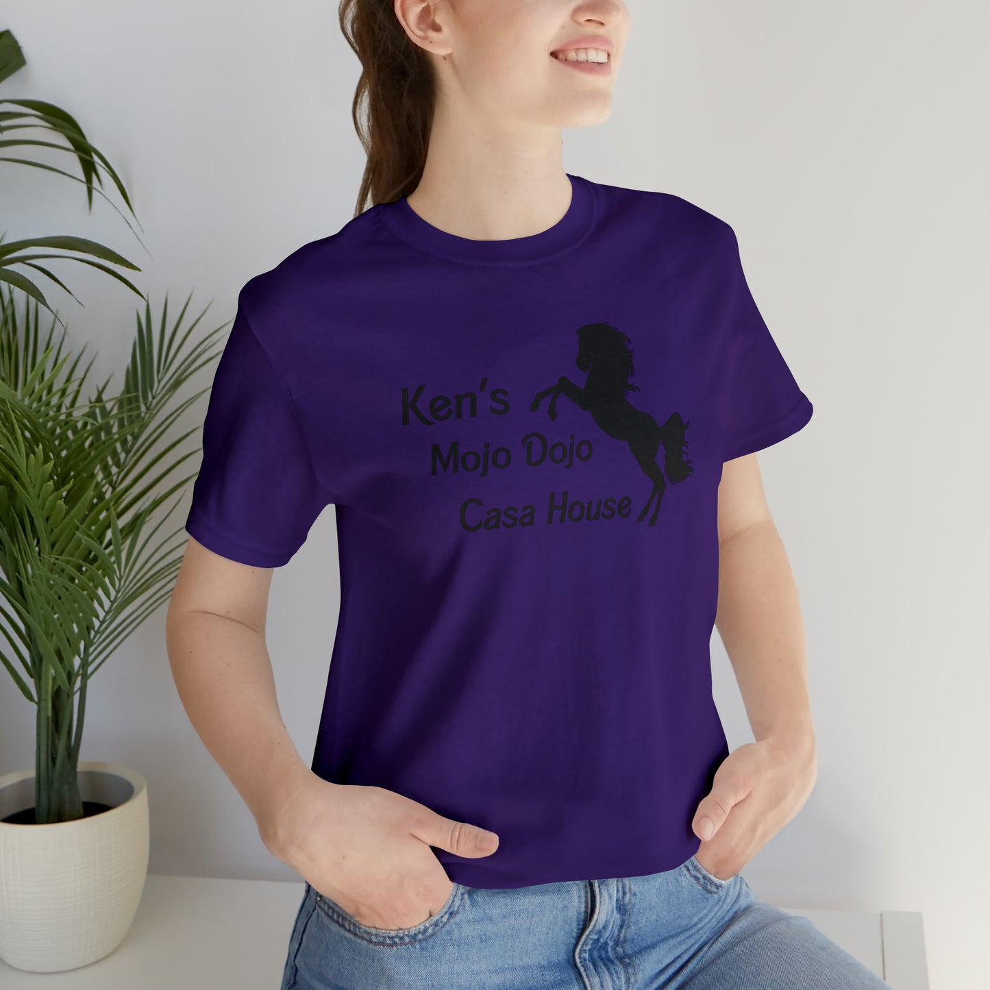 Black Silhouette Horse, Mojo Dojo Casa House, Unisex Jersey Short Sleeve Tee