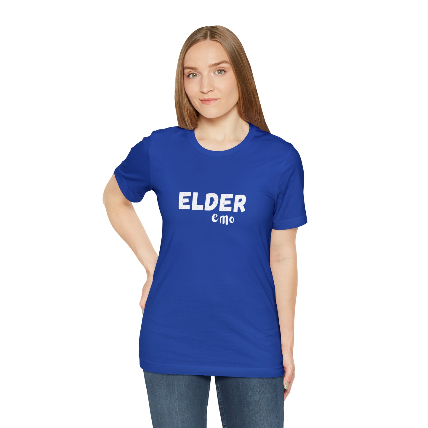 No paint WHITE LETTER Elder Emo, Unisex Jersey Short Sleeve Tee