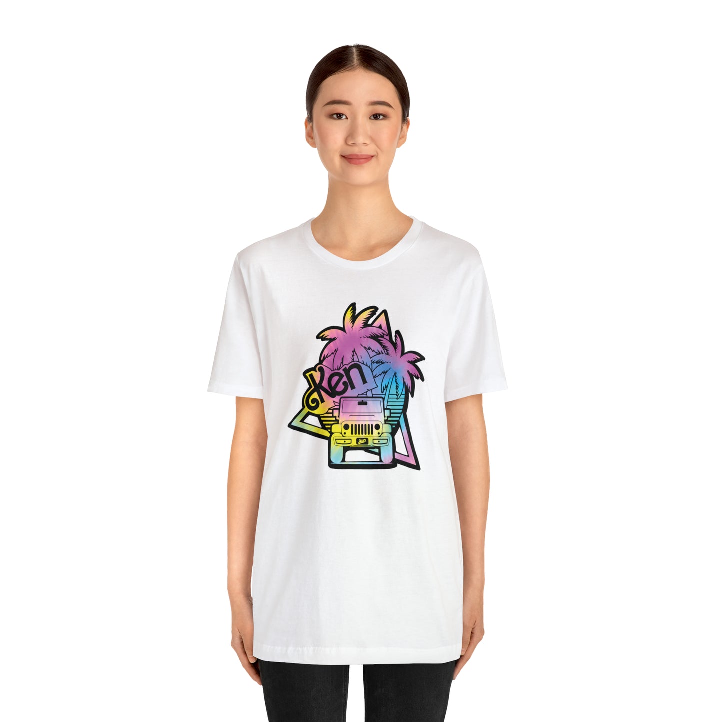 black outline tie dye, Beep Beep KEN Jeep, Unisex Jersey Short Sleeve Tee