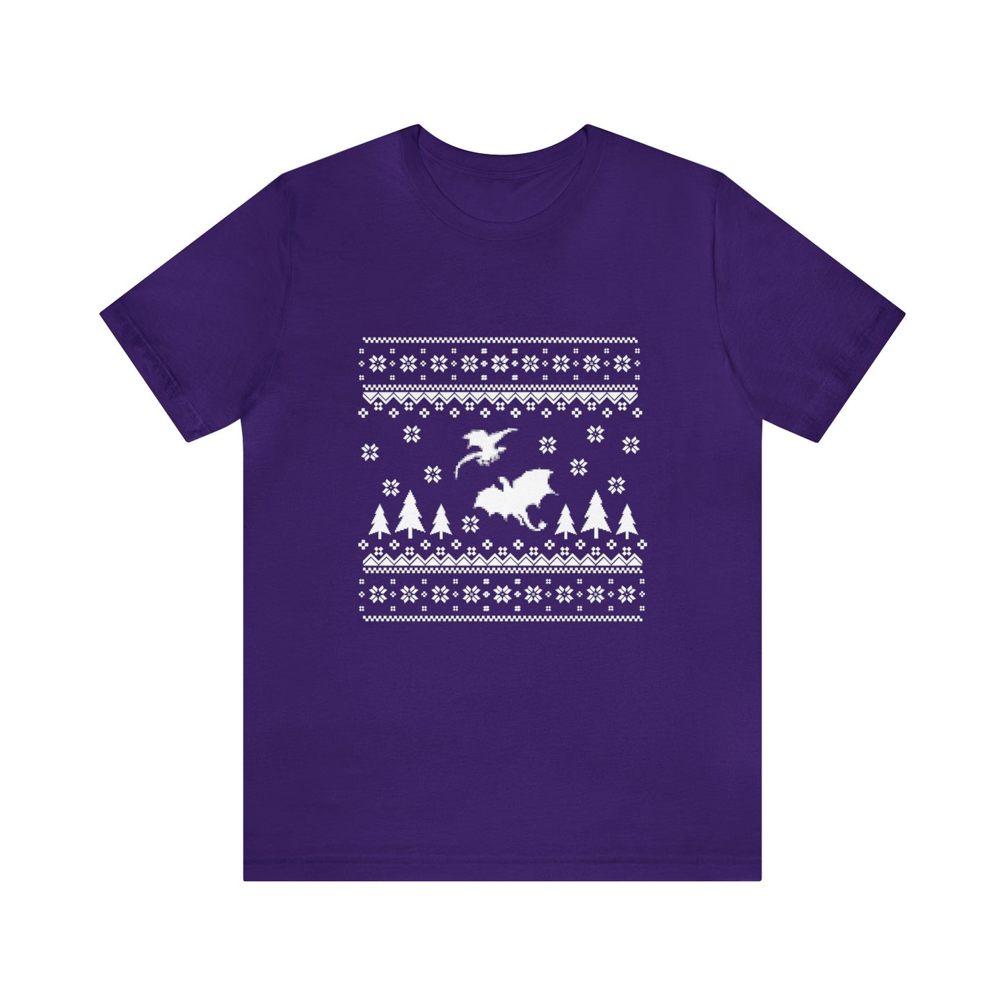 8-bit Fair Isle Dragon Christmas Version 5 - Unisex T-shirt