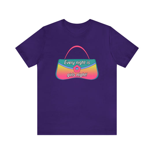 90's Purse: Every Night is Girl's Night, Unisex Jersey Short Sleeve Tee