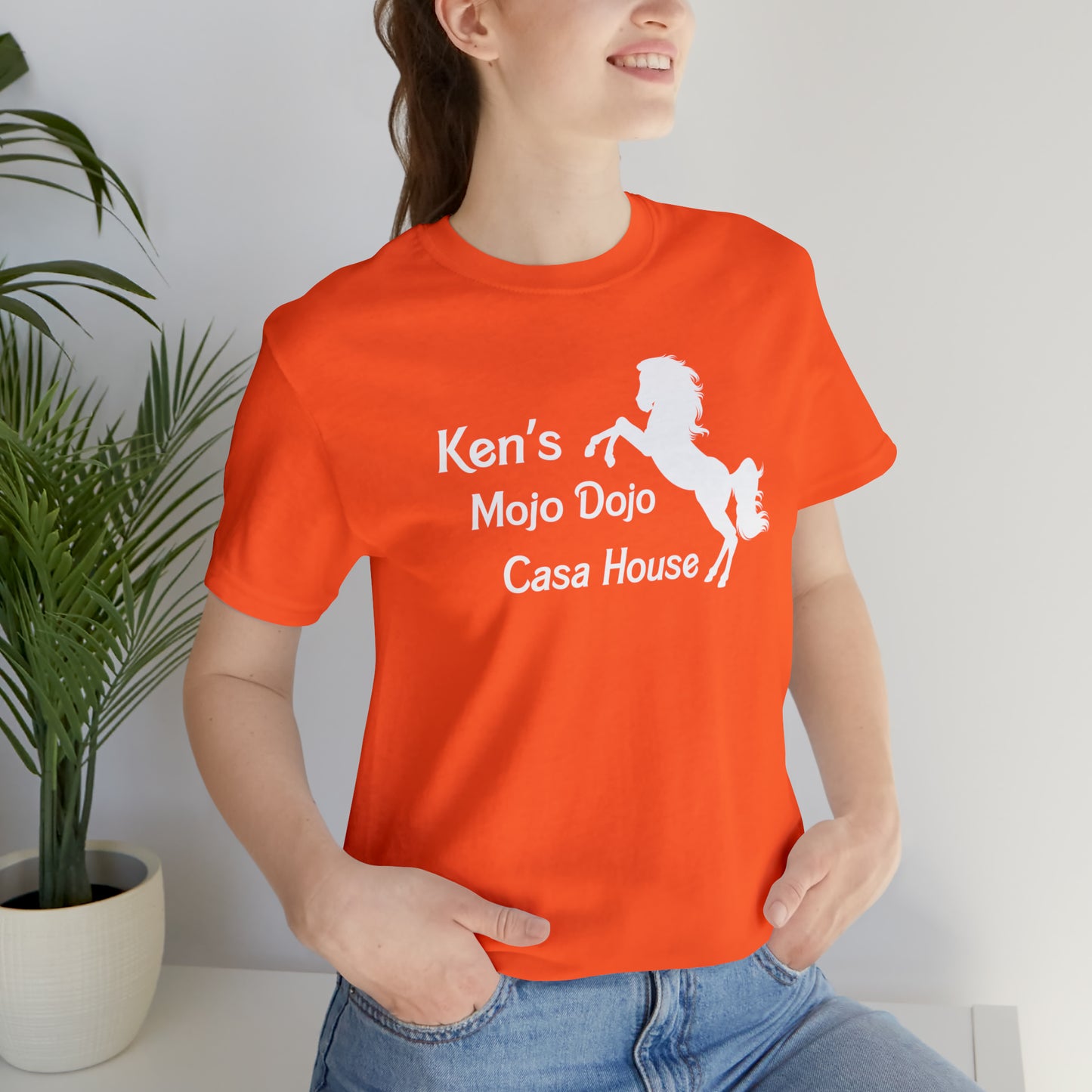 White Silhouette Horse, Mojo Dojo Casa House, Unisex Jersey Short Sleeve Tee