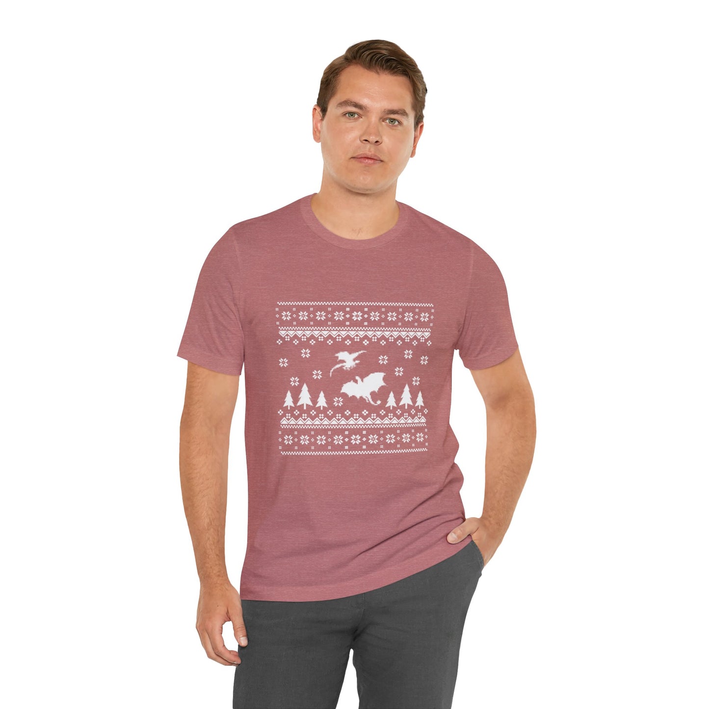 8-bit Fair Isle Dragon Christmas Version 5 - Unisex T-shirt