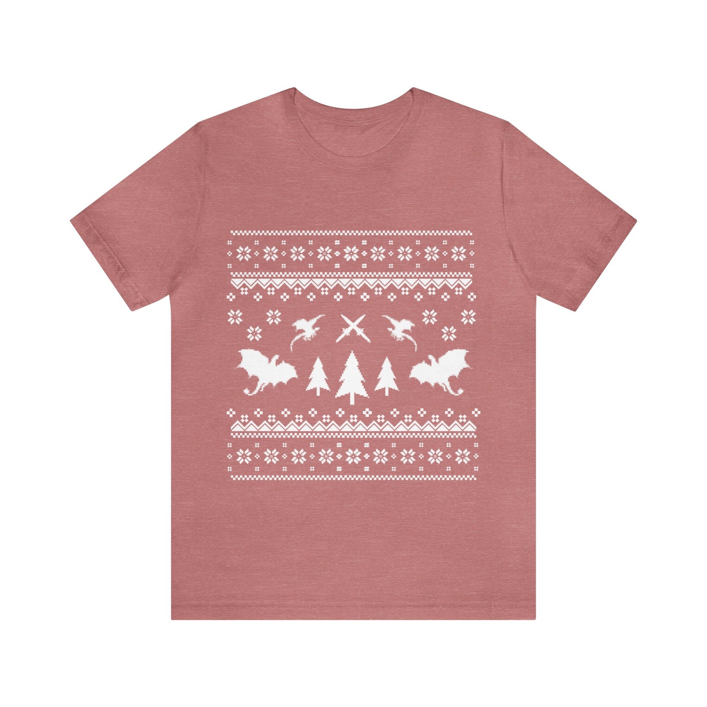 8-bit Fair Isle Dragon Christmas - Version 3 - Unisex T-shirt