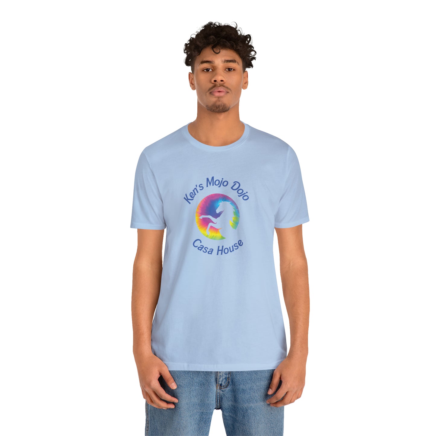 Tie Dye Moon Ken Blue, Unisex Jersey Short Sleeve Tee
