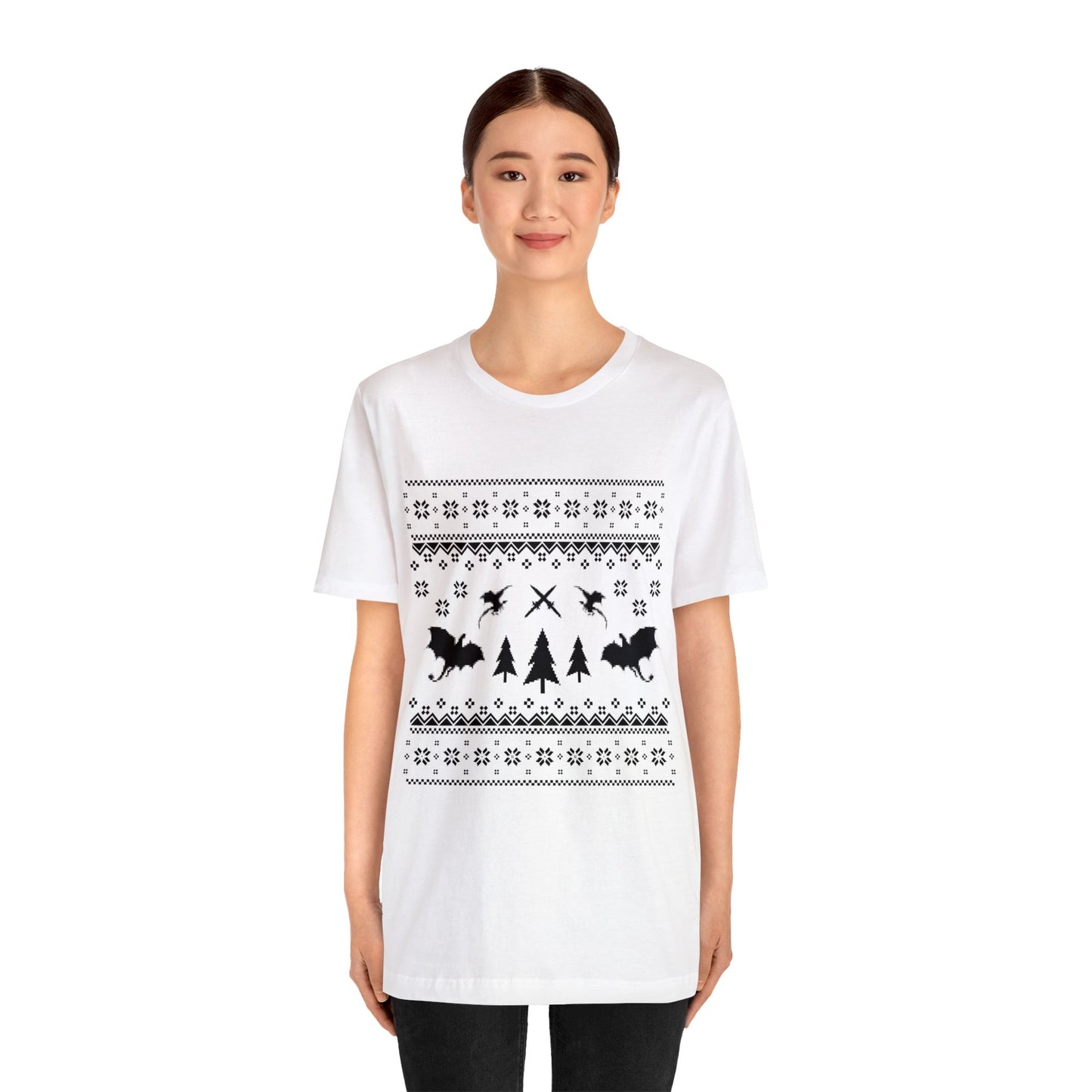 8-bit Fair Isle Dragon Christmas - Version 3 - Unisex T-shirt