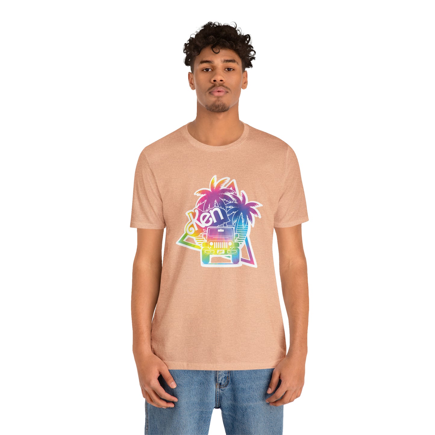 White sticker tie dye, Beep Beep KEN Jeep, Unisex Jersey Short Sleeve Tee