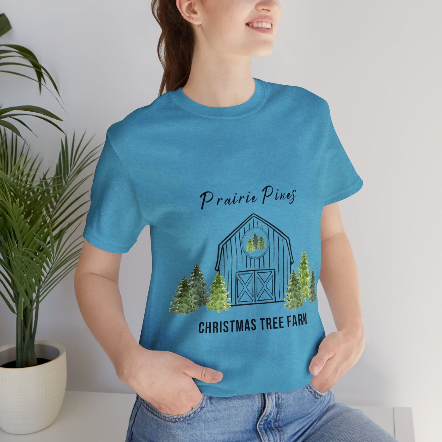 Watercolor Trees Prairie Pines Black Text - no back design - Unisex T-shirt