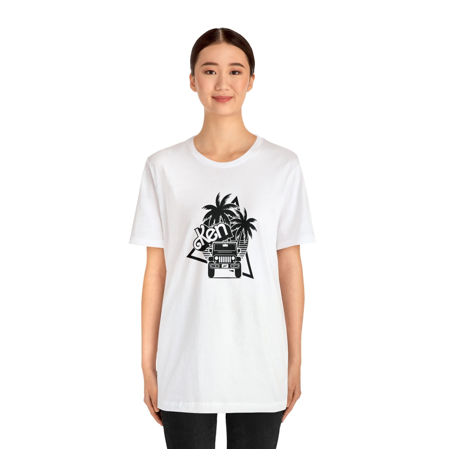 Black and White, Beep Beep Barbie KEN, Unisex Jersey Short Sleeve Tee