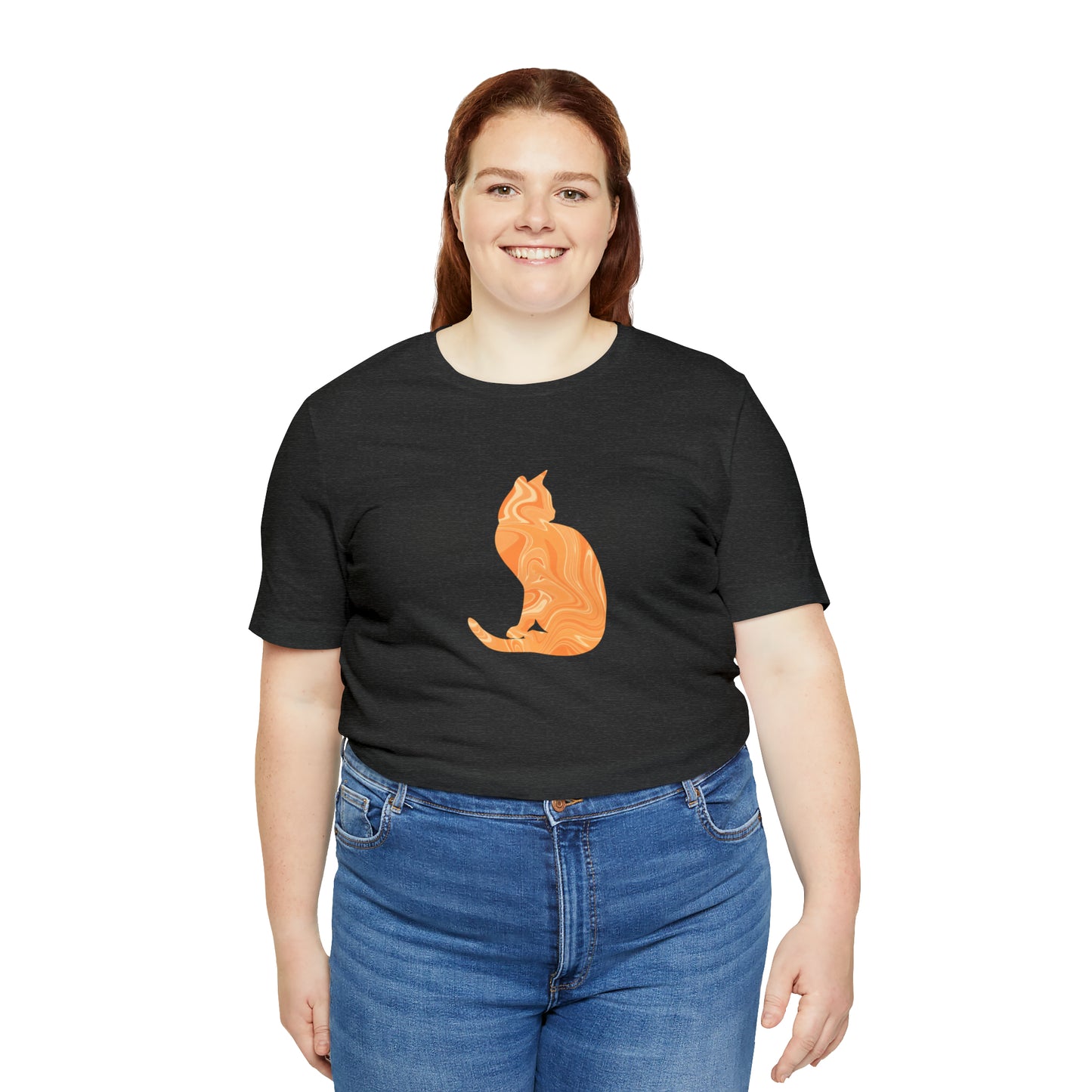 Orange Marble Cat, Unisex Jersey Short Sleeve Tee