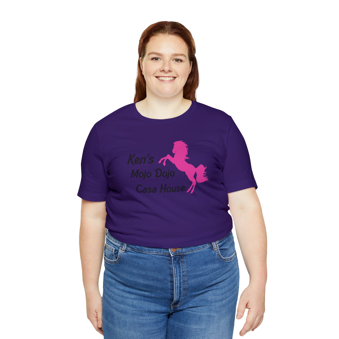Pink Silhouette Horse, Mojo Dojo Casa House, Unisex Jersey Short Sleeve Tee