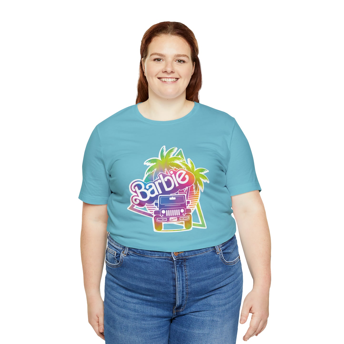 Tie dye 1, Beep Beep Barbie Jeep, Unisex Jersey Short Sleeve Tee