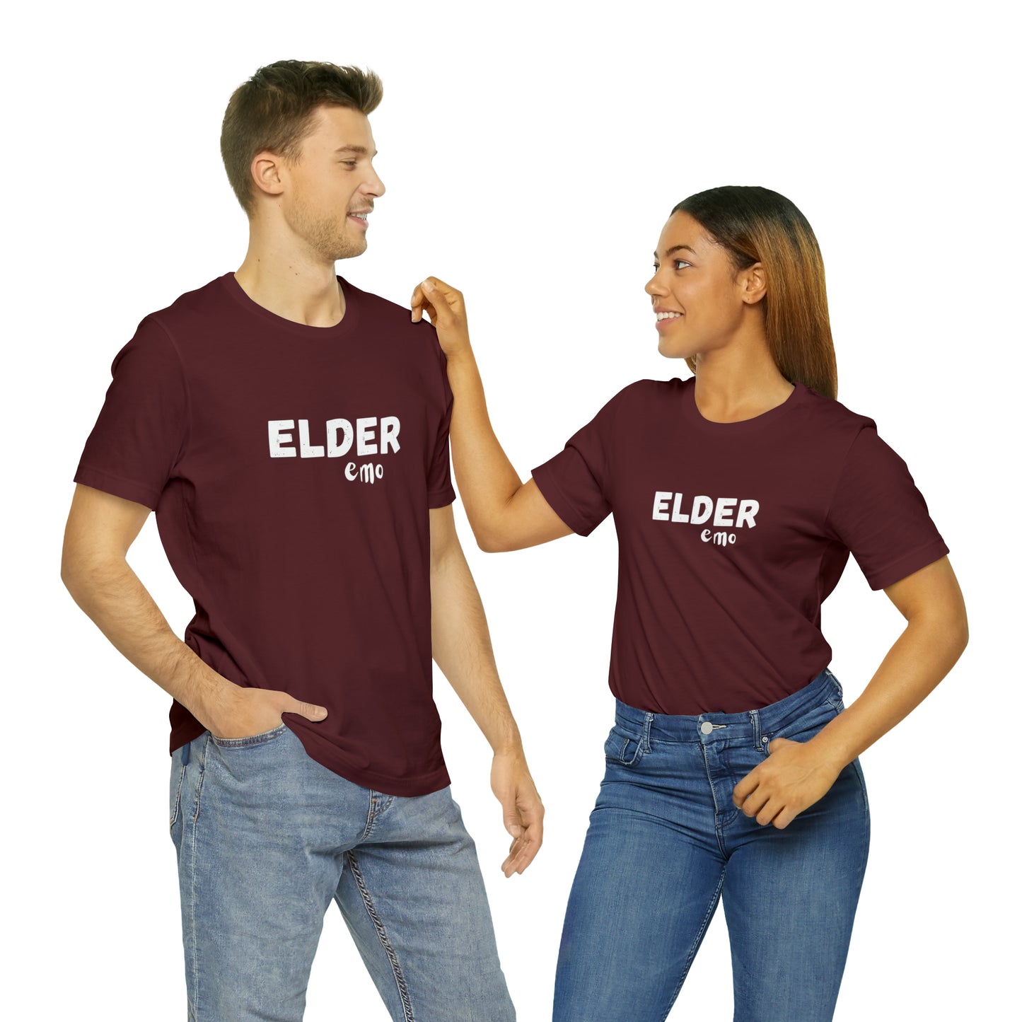 No paint WHITE LETTER Elder Emo, Unisex Jersey Short Sleeve Tee