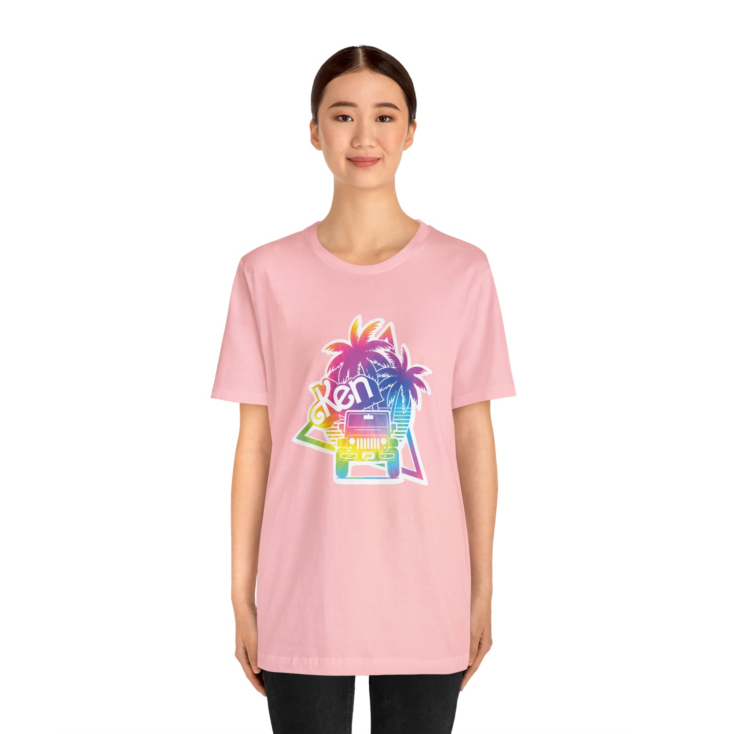 White sticker tie dye, Beep Beep KEN Jeep, Unisex Jersey Short Sleeve Tee