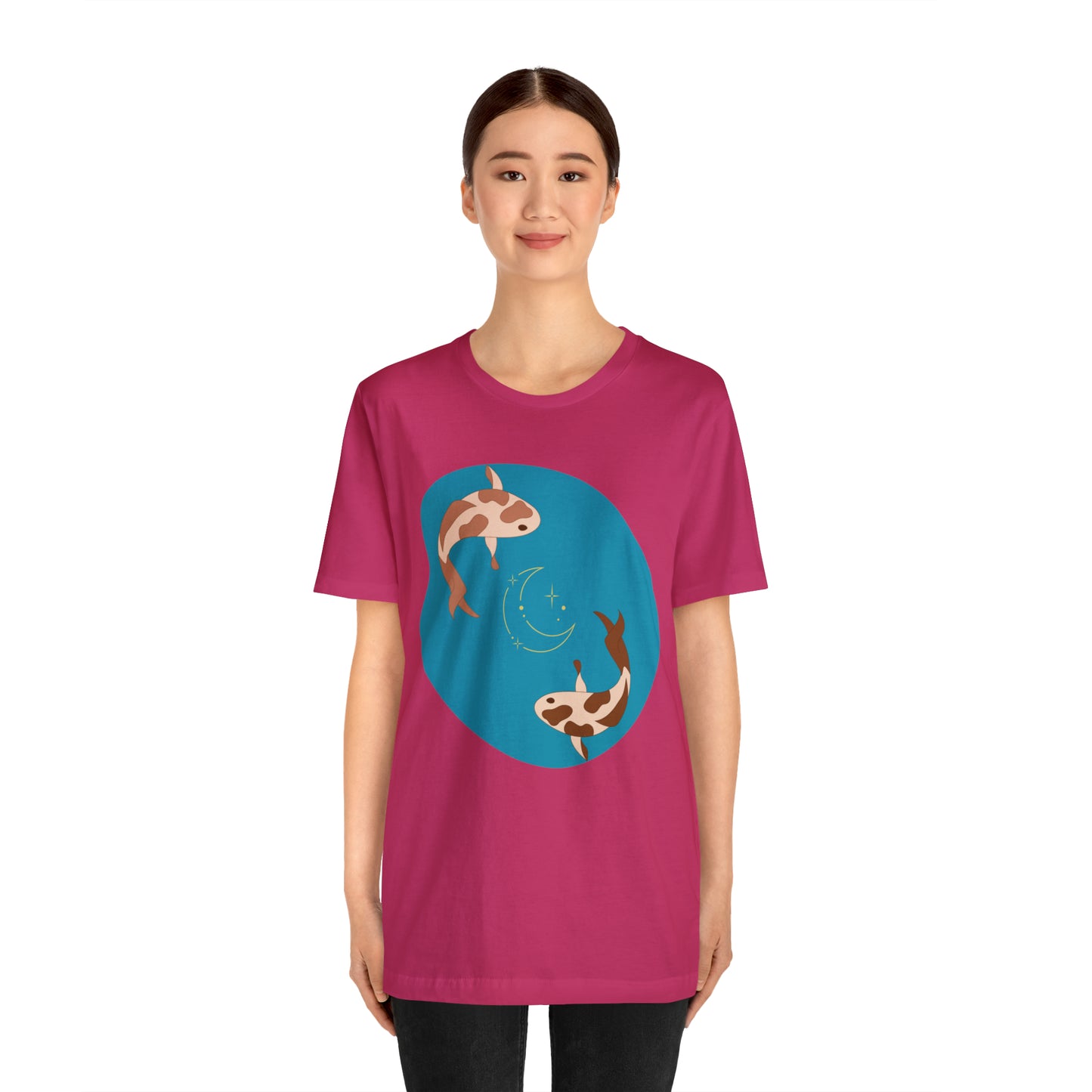 Blue Pond Moon Koi, Unisex Jersey Short Sleeve Tee