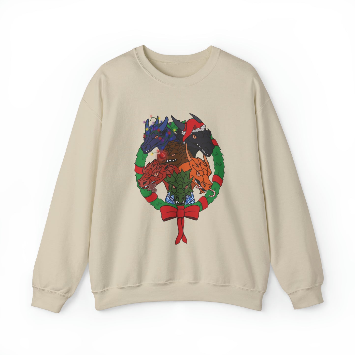 Dragon Christmas with no snow and wreath- Unisex Sweatshirt
