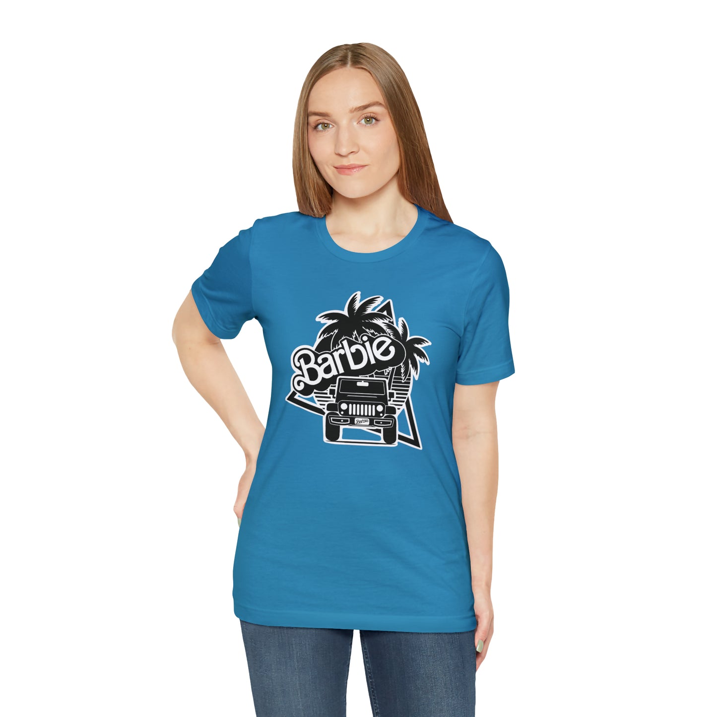 Black and White, Beep Beep Barbie Jeep, Unisex Jersey Short Sleeve Tee
