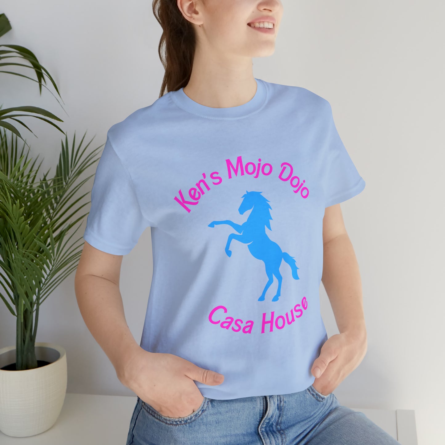 Neon Pink and Blue: Ken's Mojo Dojo Casa House, Unisex Jersey Short Sleeve Tee