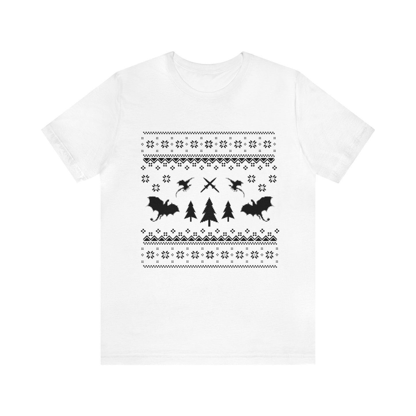 8-bit Fair Isle Dragon Christmas - Version 3 - Unisex T-shirt