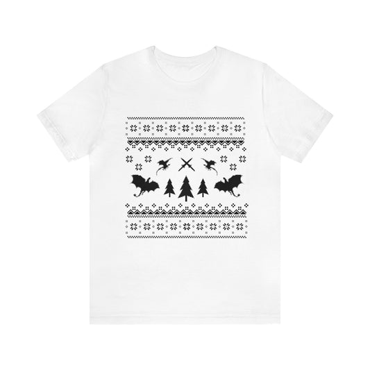 8-bit Fair Isle Dragon Christmas - Version 3 - Unisex T-shirt