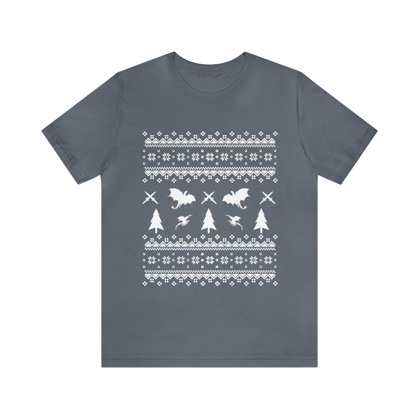 8-bit Fair Isle Dragon Christmas - Version 1 - Unisex T-shirt