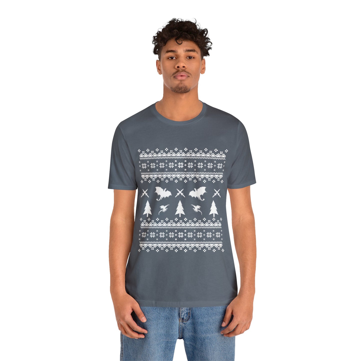 8-bit Fair Isle Dragon Christmas - Version 1 - Unisex T-shirt