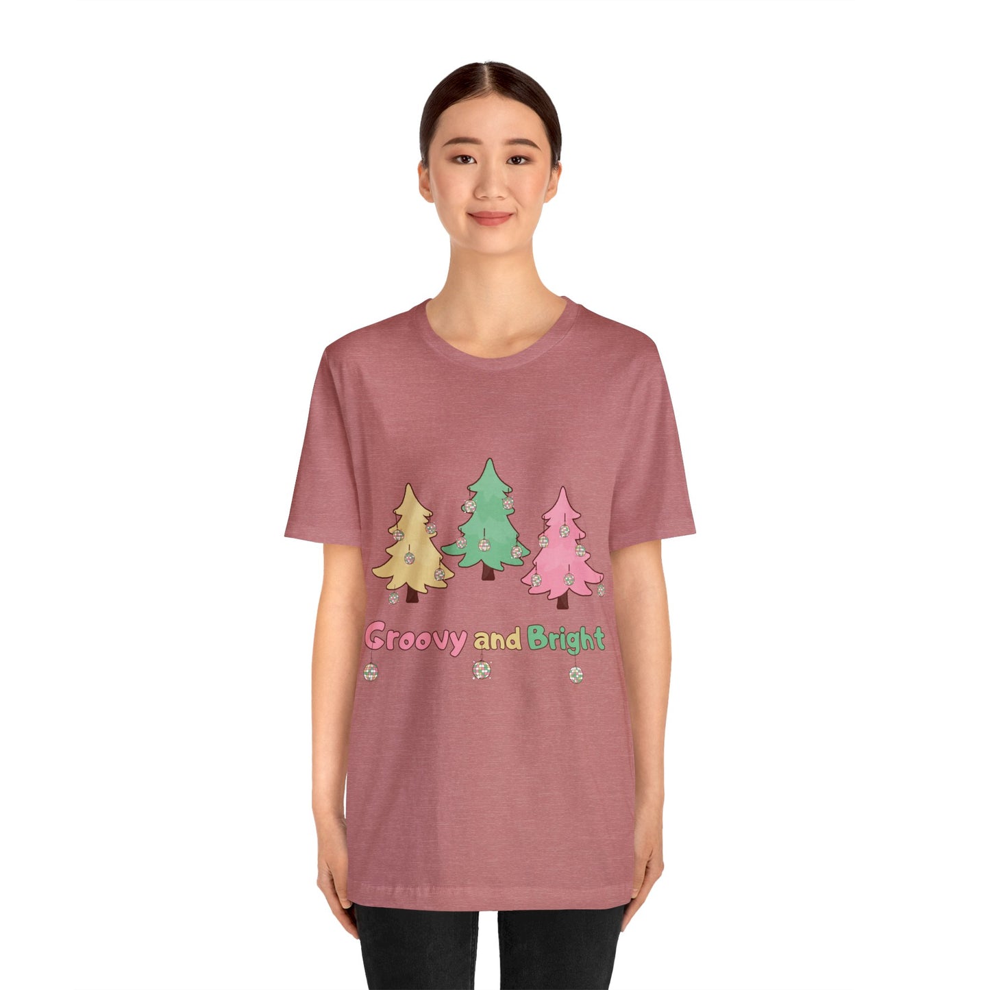 Pink Trees Farm Groovy and Bright Jingle Disco Ball on back - Unisex T-shirt