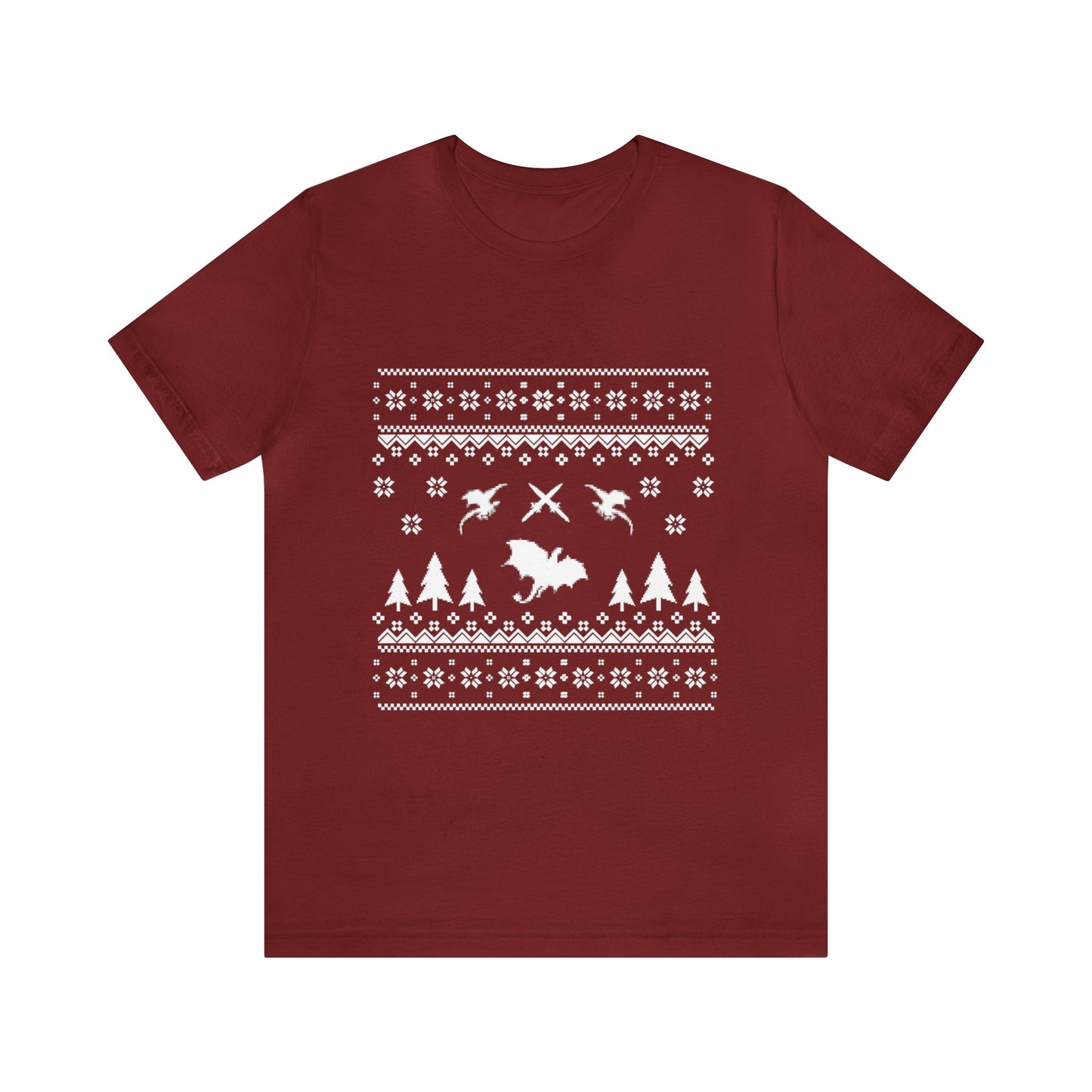 8-bit Fair Isle Dragon Christmas - Version 4 - Unisex T-shirt