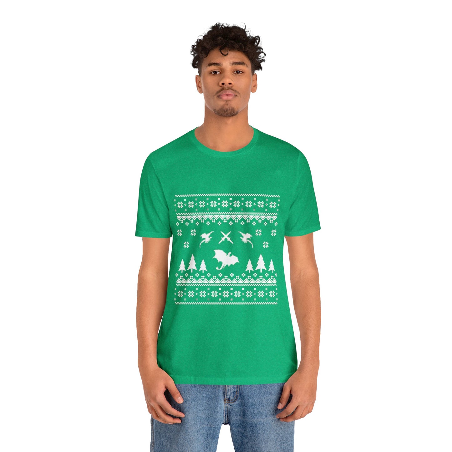 8-bit Fair Isle Dragon Christmas - Version 4 - Unisex T-shirt