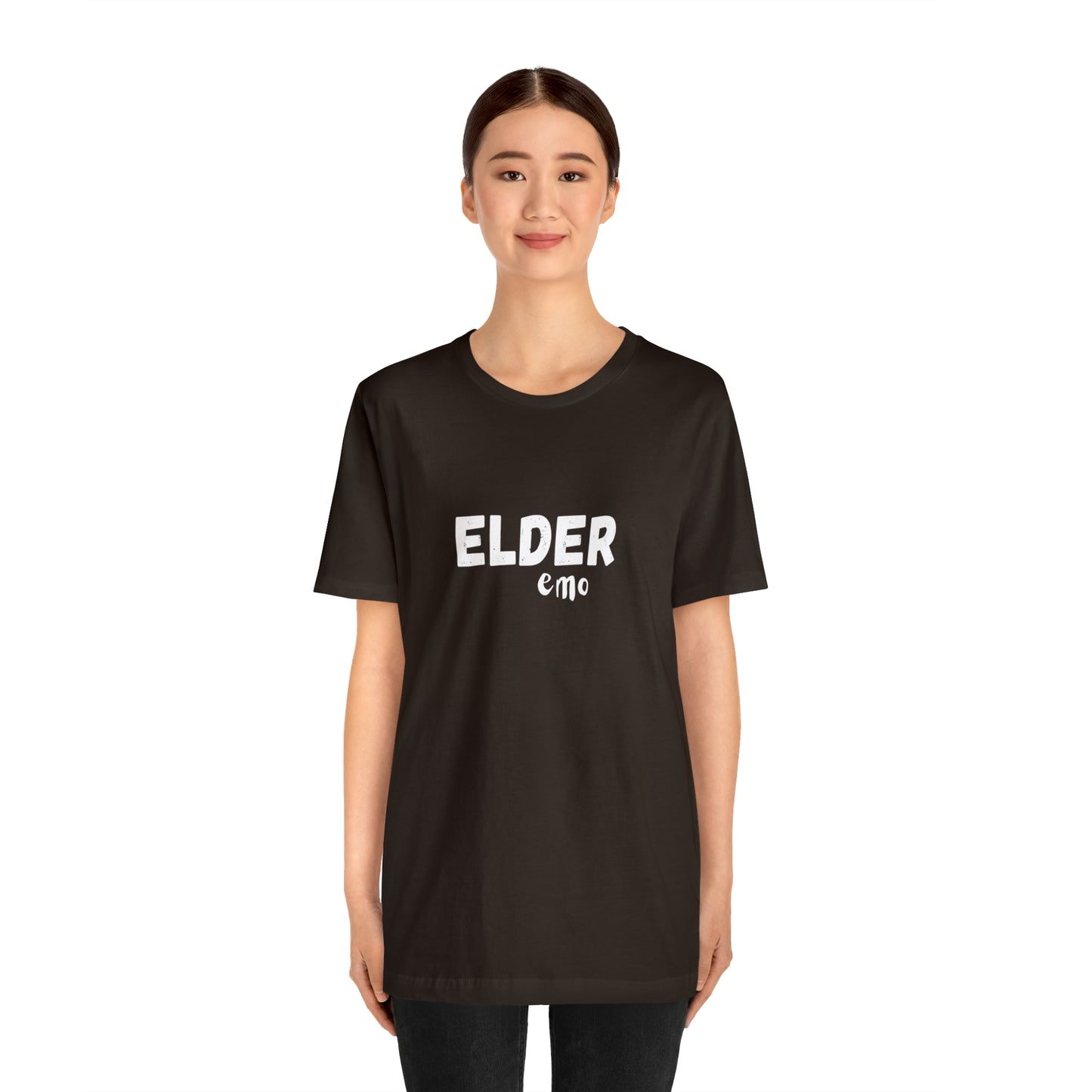 No paint WHITE LETTER Elder Emo, Unisex Jersey Short Sleeve Tee