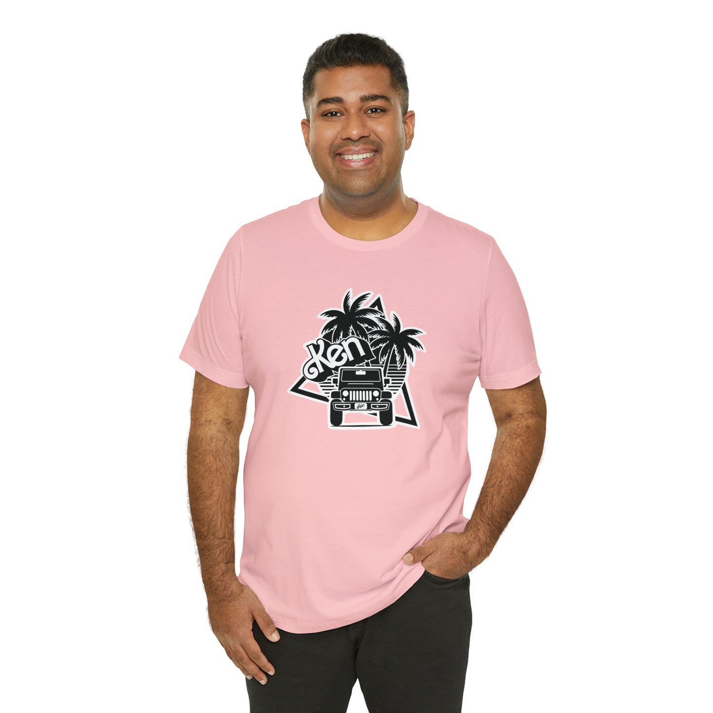 Black and White, Beep Beep Barbie KEN, Unisex Jersey Short Sleeve Tee