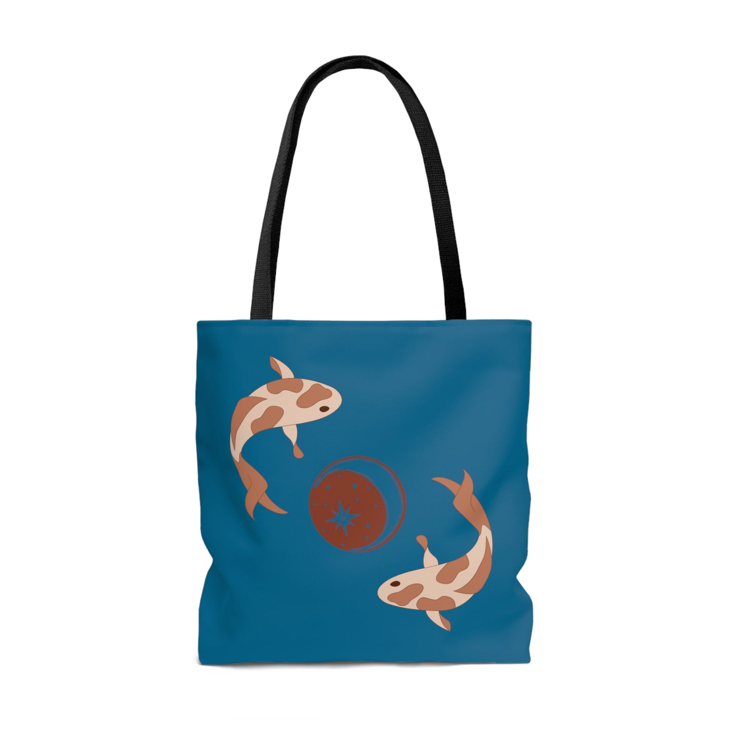 Blue Pond Koi Moon Tote Bag