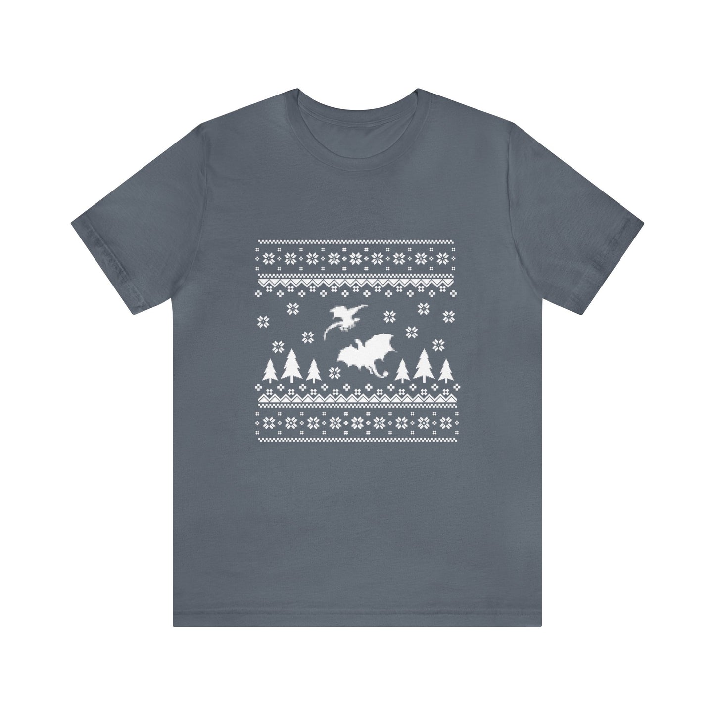 8-bit Fair Isle Dragon Christmas Version 5 - Unisex T-shirt