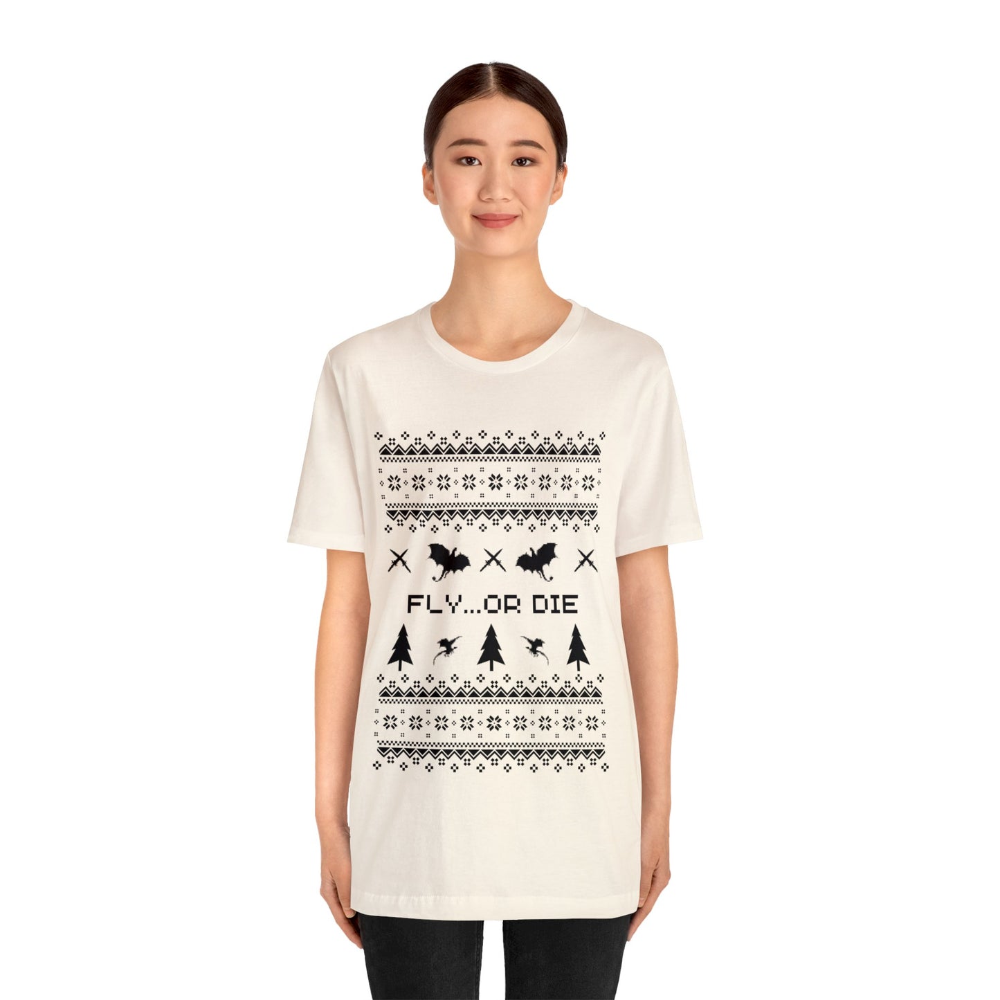 8-bit Fair Isle Dragon Christmas - Version 2 - Unisex T-shirt